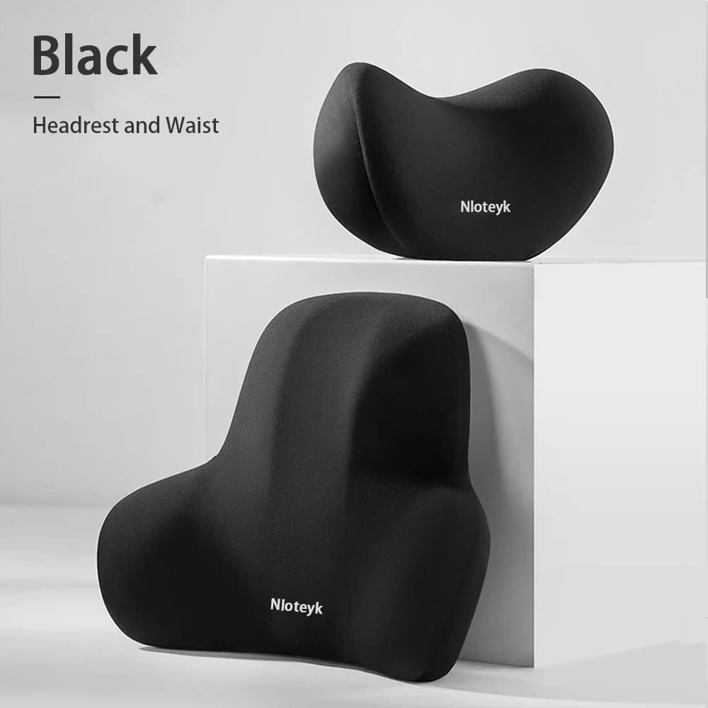 Oreiller de cou de voiture en mousse à mémoire de forme, protection lombaire du dos, coussin respirant pour appui-tête de voiture, soulage le Stress, oreiller de siège de voiture — 9/10