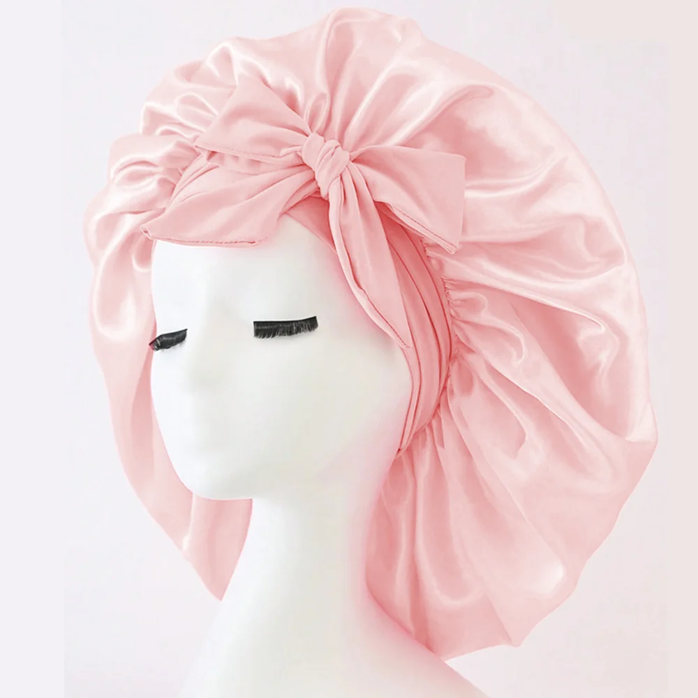 InjBonnet réglable en satin pour hommes et femmes, bonnet pour dormir, cheveux, bande lourde — 4/10