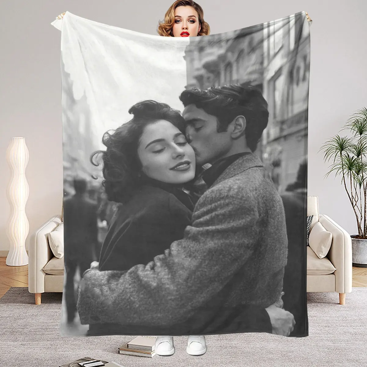 1 couverture personnalisée avec photo DIY pour votre proche - Couverture en flanelle avec photo personnalisée, douce et chaude, adaptée au canapé, au lit, au bureau, à la voiture et aux voyages en plein air - Un cadeau pour hommes et femmes, adapté à toutes les saisons