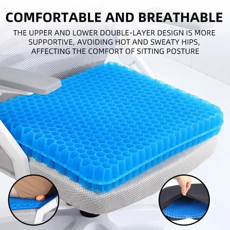 Gel Seat Cushion, Summer Breathable Honeycomb Design for Pressure Relief, Back Tailbone Pain, Wheelchair for Office & Home, Cars