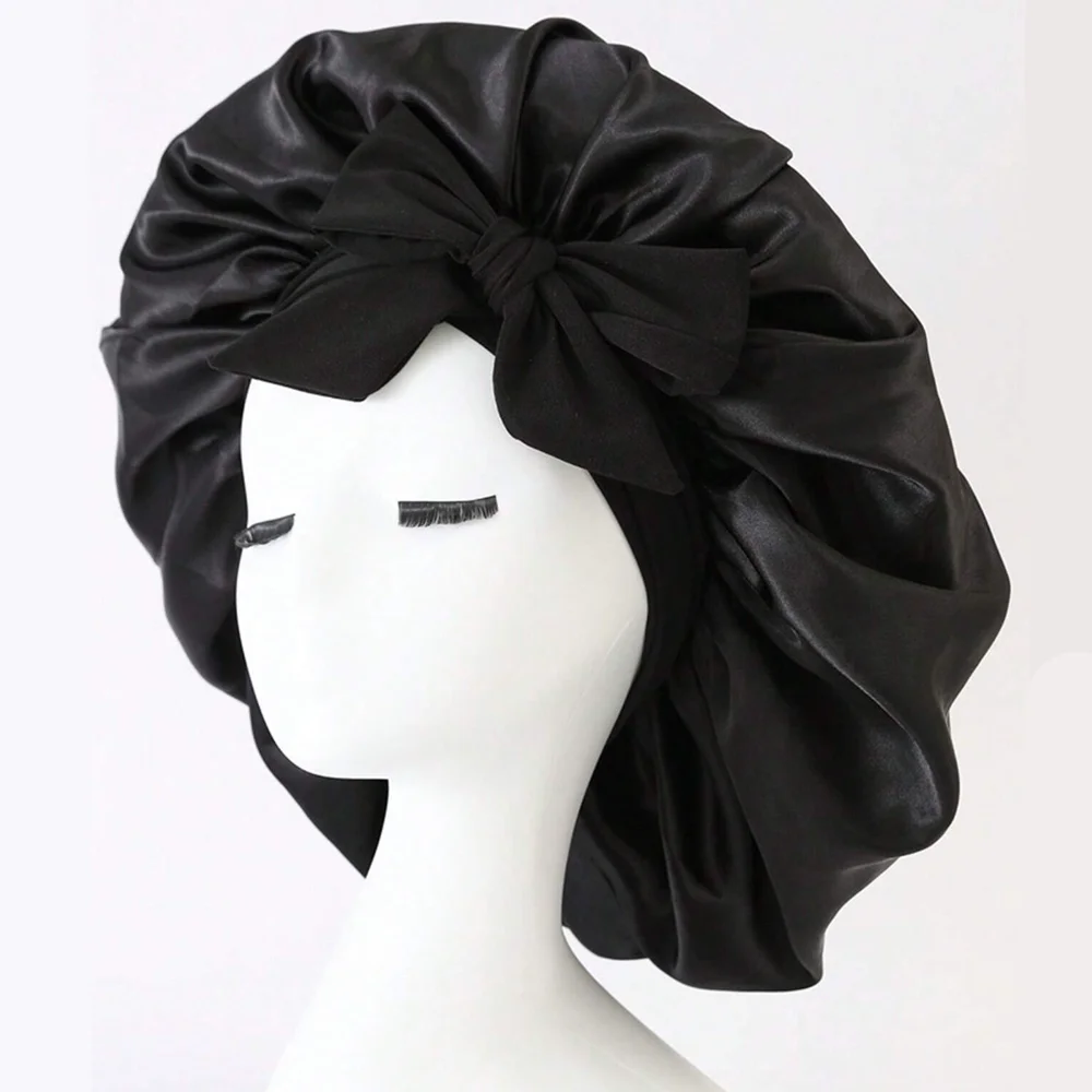 InjBonnet réglable en satin pour hommes et femmes, bonnet pour dormir, cheveux, bande lourde — 2/10