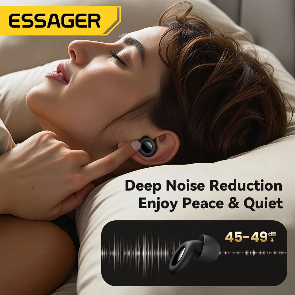 ESSAGER Bouchons d'oreille antibruit pour dormir Bouchons d'oreilles de sommeil en silicone souple Écouteurs à réduction de bruit pour le sommeil Travail Étude Voyage — 3/9