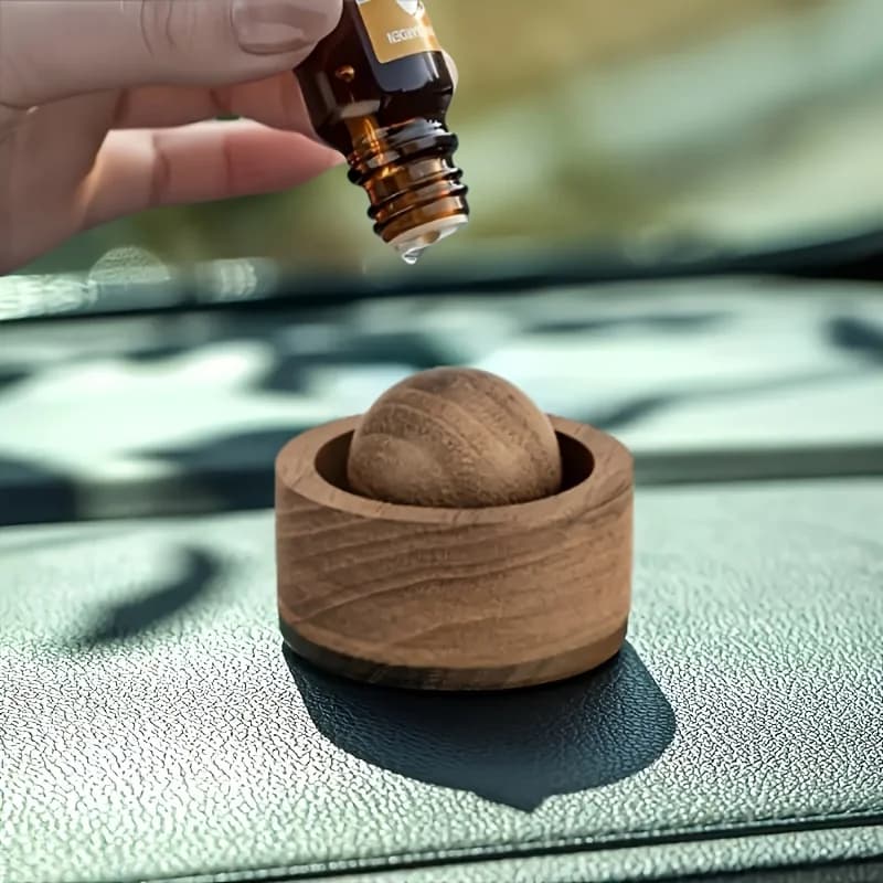 Essential Oil Diffuser for Car and Home - Mini Natural Cute Wooden Fragrance Diffuser Suitable for Bedroom, Living Room and Bathroom