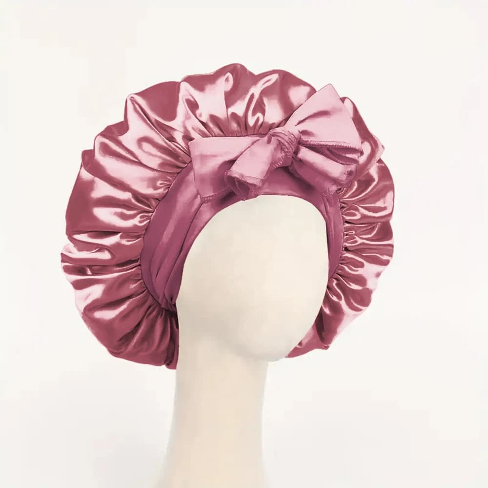 InjBonnet réglable en satin pour hommes et femmes, bonnet pour dormir, cheveux, bande lourde — 8/10