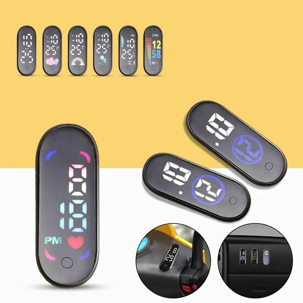 Horloge lumineuse pour moto et voiture, Mini montre de Sport à coller interne, étanche, mécanique, horloges Led, accessoires d'ornement automobile — 2/10