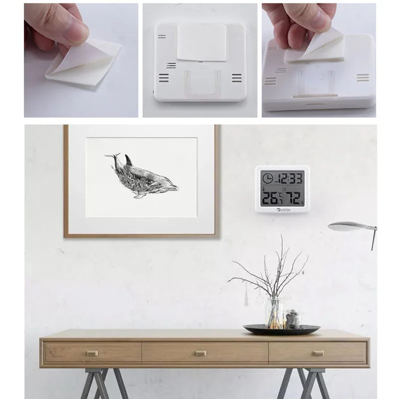 NIDIBOU- Horloge numérique de bureau avec température et humidité, horloges murales pour la maison, la cuisine, le bureau, les décorations — 3/8