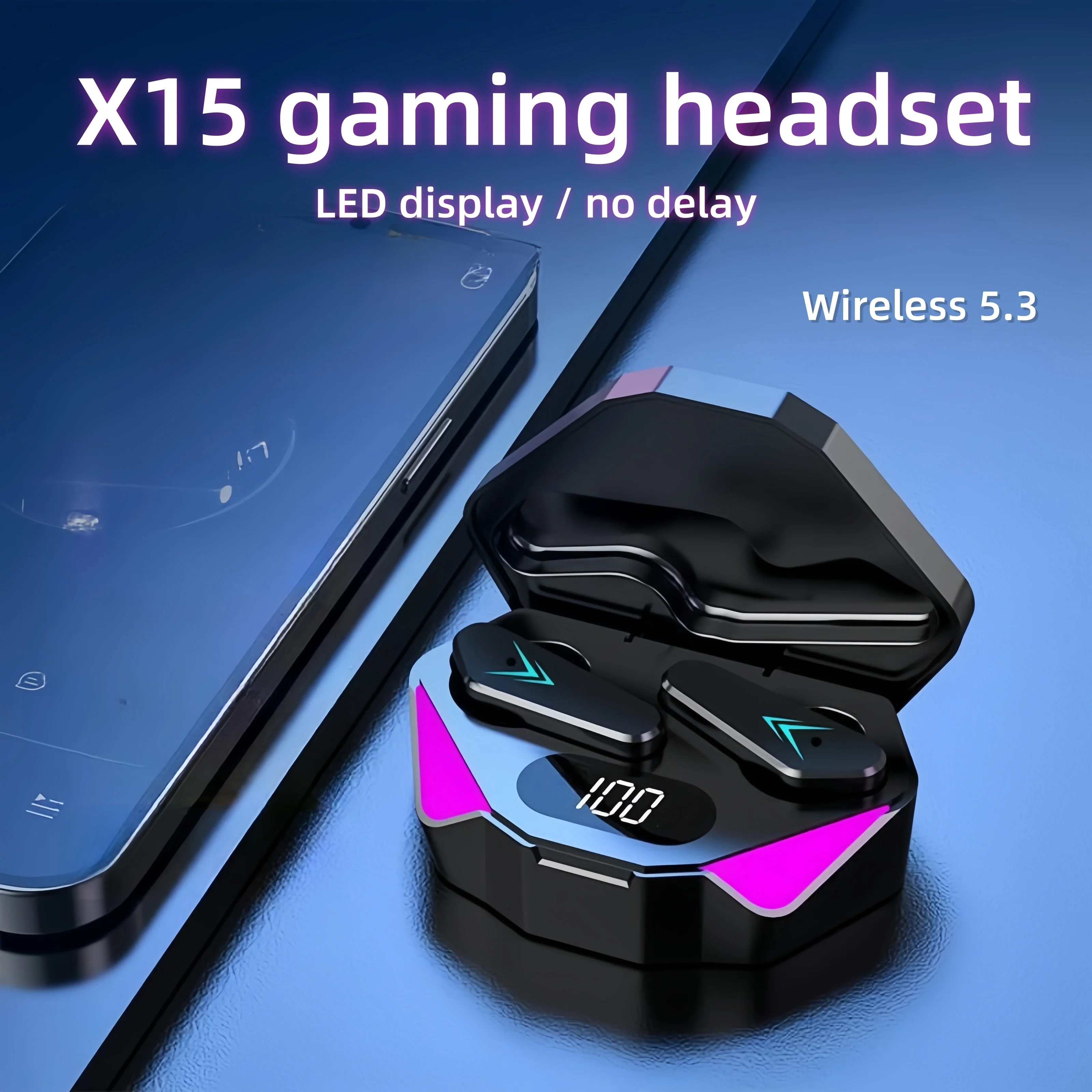Écouteurs sans fil Bluetooth X15 TWS, casque de jeu, écouteurs avec micro, casque antibruit, affichage LED — 4/6