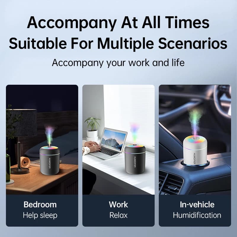 Mini humidificador de aire eléctrico USB, difusor de Aroma, purificador de aceite esencial, generador de niebla de aromaterapia, luces para coche, hogar y dormitorio, 180ML — 5/8