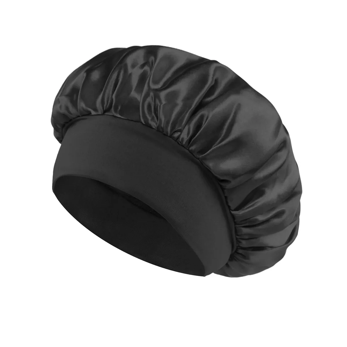Bonnet en Satin pour femmes, pour dormir, soins capillaires, Bonnets en soie, solide, à larges bords, avec bande élastique souple — 3/10