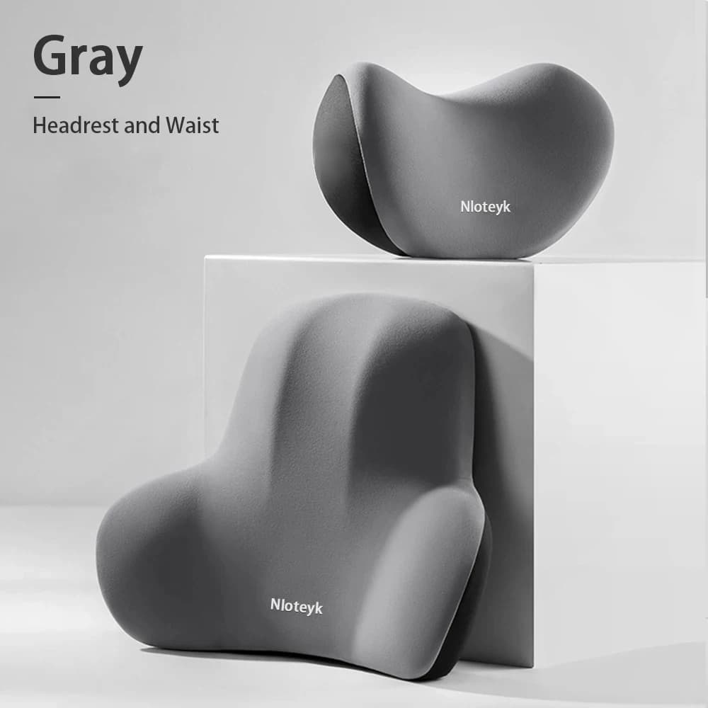 Oreiller de cou de voiture en mousse à mémoire de forme, protection lombaire du dos, coussin respirant pour appui-tête de voiture, soulage le Stress, oreiller de siège de voiture — 10/10