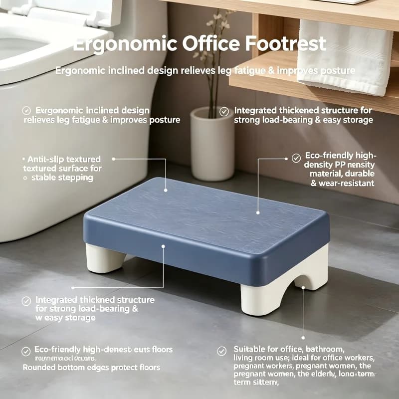 Apoio para os pés ergonômico PP sob a mesa, apoio para os pés confortável e que economiza espaço para trabalho de escritório, estudo, sofá, casa — 5/9
