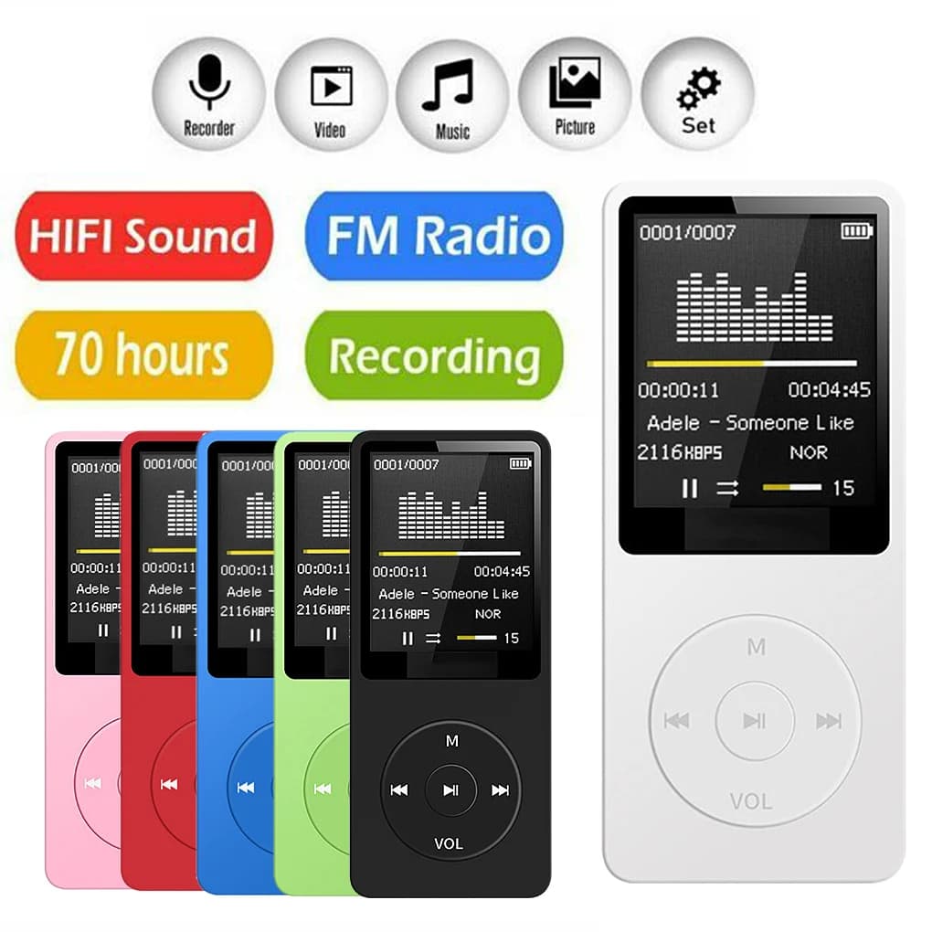 Portable MP3 Player Rechargeable Recording Noise Conduction Media Lossless Pocket Sport Music Game with Mic Walkman Machine
