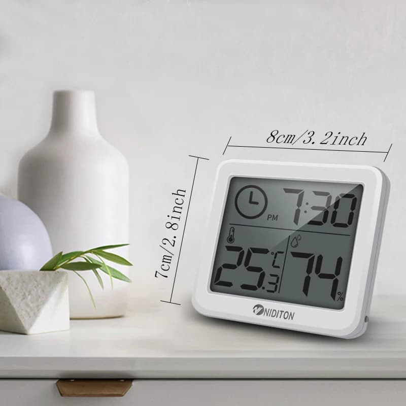NIDIBOU- Horloge numérique de bureau avec température et humidité, horloges murales pour la maison, la cuisine, le bureau, les décorations — 5/8