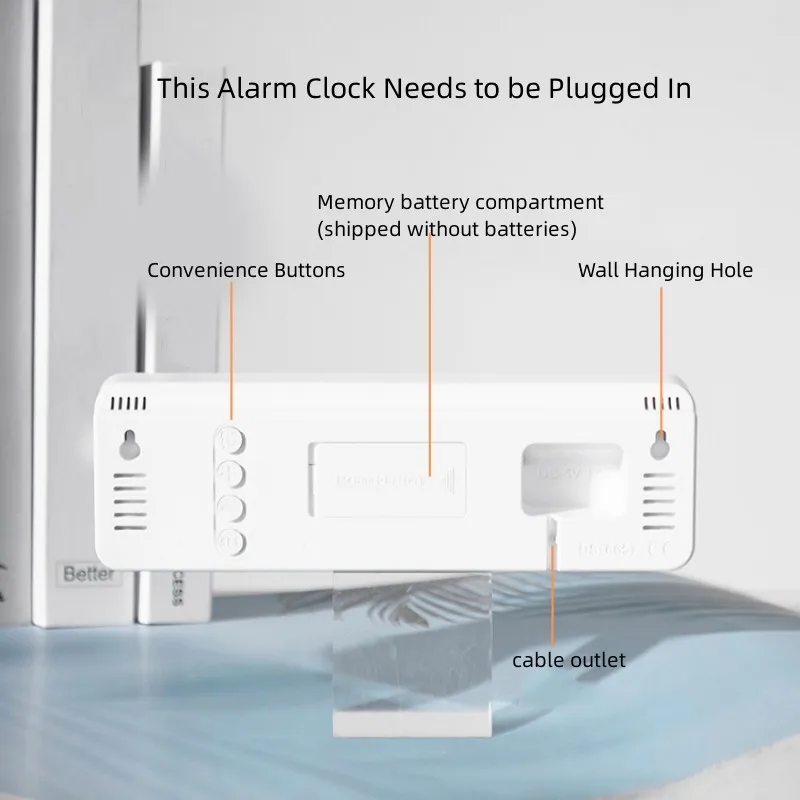 Grande horloge murale numérique de 9 pouces, alimentée par USB, température et humidité, variateur automatique, horloge de Table DST, réveil électronique LED 12/24H — 4/10