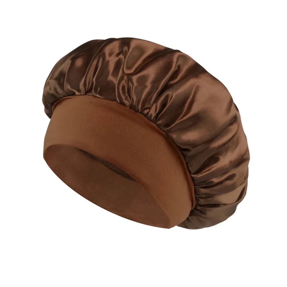 Bonnet en Satin pour femmes, pour dormir, soins capillaires, Bonnets en soie, solide, à larges bords, avec bande élastique souple — 9/10