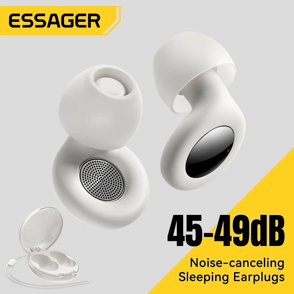 ESSAGER Bouchons d’oreille antibruit pour dormir Bouchons d’oreilles de sommeil en silicone souple Écouteurs à réduction de bruit pour le sommeil Travail Étude Voyage