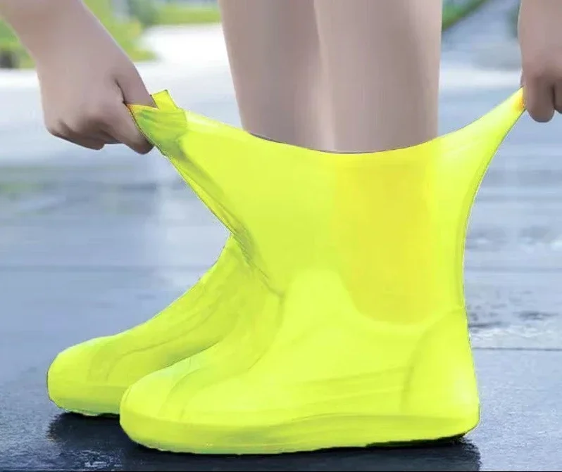 1 paire de couvre-chaussures imperméables en Silicone, en caoutchouc résistant aux lèvres, équipement de pluie, accessoires pour les jours de pluie en plein air — 3/10
