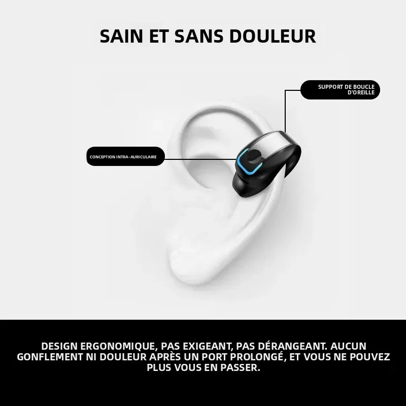 Écouteurs sans fil Bluetooth à conduction osseuse de haute qualité TWS, avec micro, pour le sport et réduction du bruit — 5/9