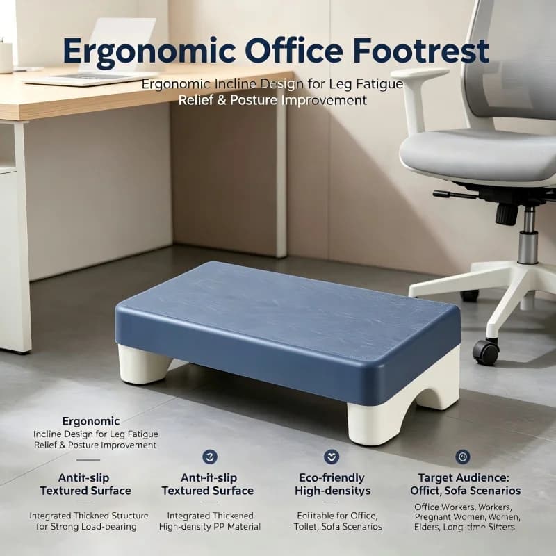 Apoio para os pés ergonômico PP sob a mesa, apoio para os pés confortável e que economiza espaço para trabalho de escritório, estudo, sofá, casa — 4/9