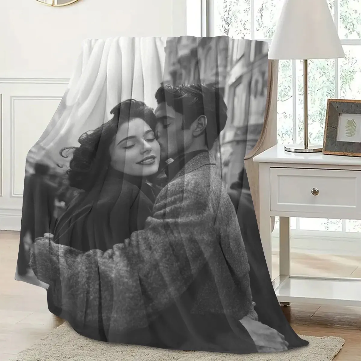 1 couverture personnalisée avec photo DIY pour votre proche - Couverture en flanelle avec photo personnalisée, douce et chaude, adaptée au canapé, au lit, au bureau, à la voiture et aux voyages en plein air - Un cadeau pour hommes et femmes, adapté à toutes les saisons — 6/6