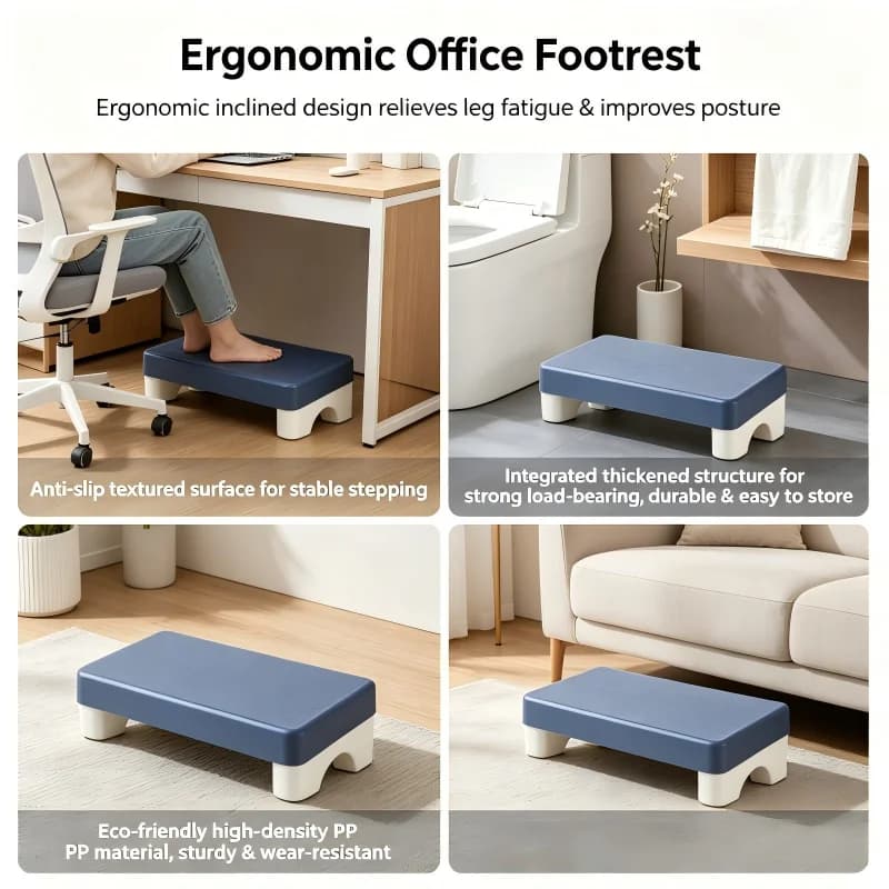 Apoio para os pés ergonômico PP sob a mesa, apoio para os pés confortável e que economiza espaço para trabalho de escritório, estudo, sofá, casa — 6/9