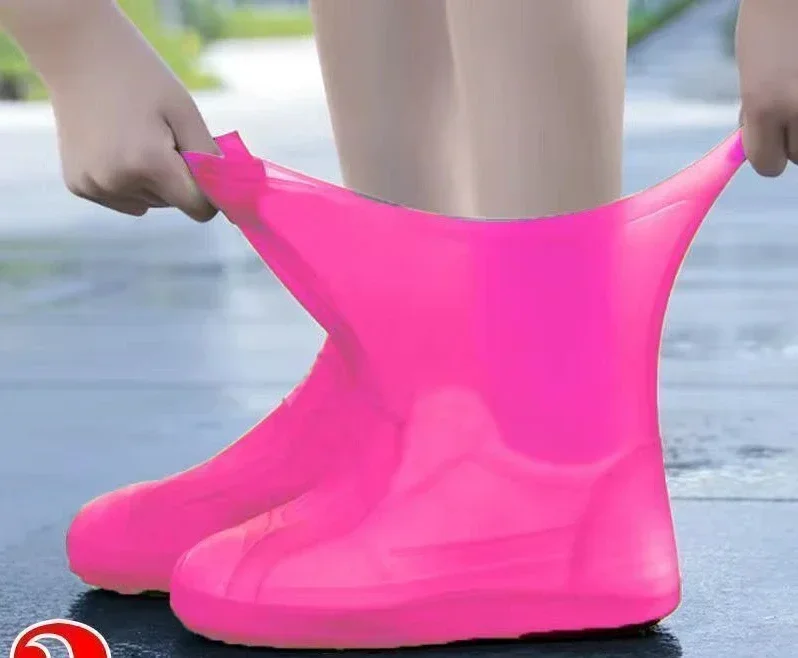 1 paire de couvre-chaussures imperméables en Silicone, en caoutchouc résistant aux lèvres, équipement de pluie, accessoires pour les jours de pluie en plein air — 8/10