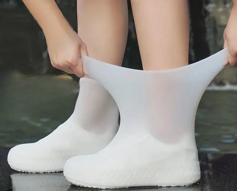 1 paire de couvre-chaussures imperméables en Silicone, en caoutchouc résistant aux lèvres, équipement de pluie, accessoires pour les jours de pluie en plein air — 9/10