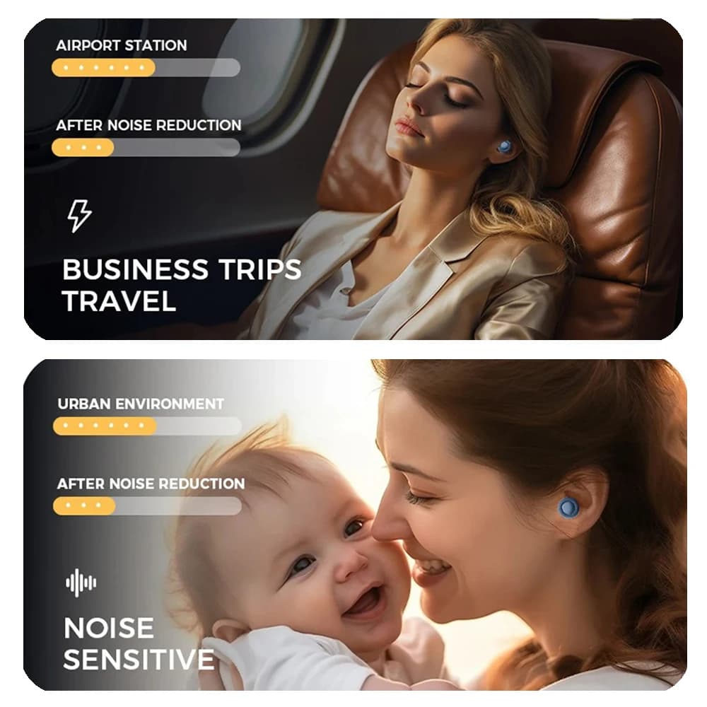 Sleeping Silicone Earplugs 25dB Noise Canceling Hearing Protection Reusable Earplugs for Sleep Focus Concerts Work Study — 6/10