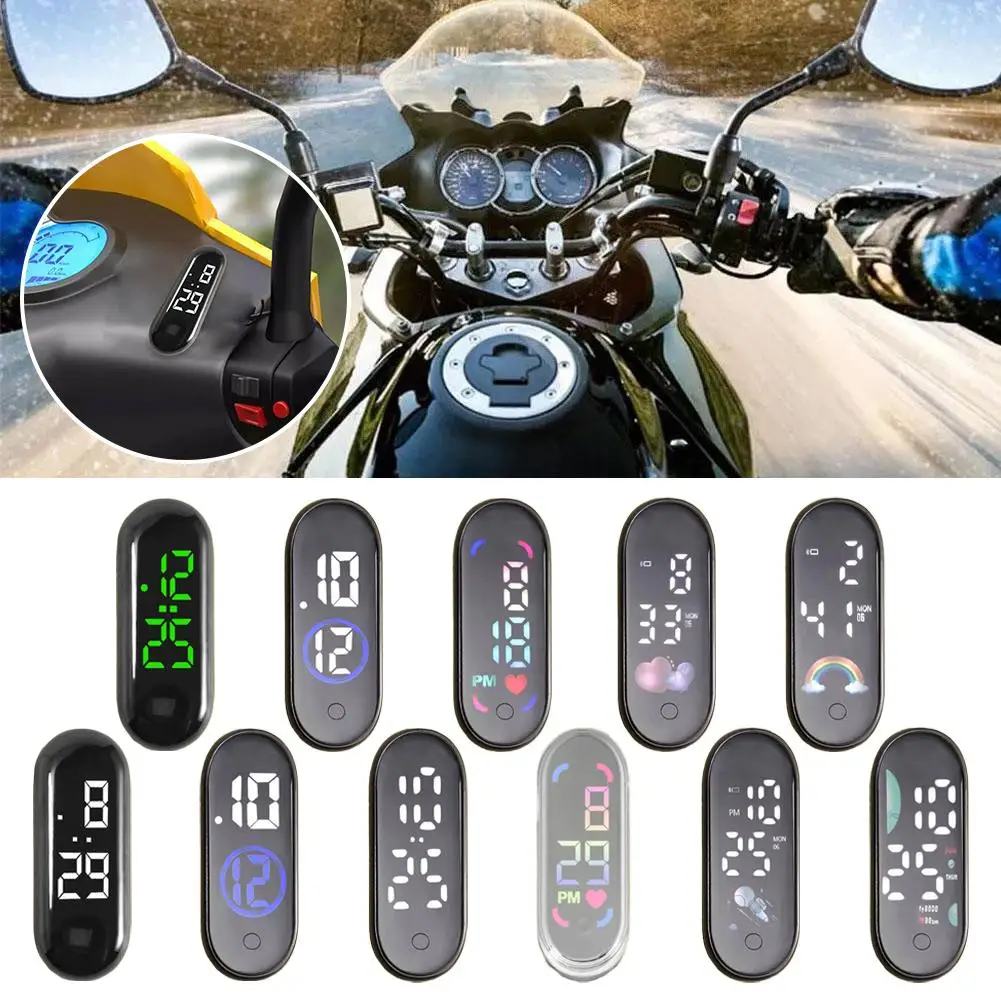 Horloge lumineuse pour moto et voiture, Mini montre de Sport à coller interne, étanche, mécanique, horloges Led, accessoires d'ornement automobile