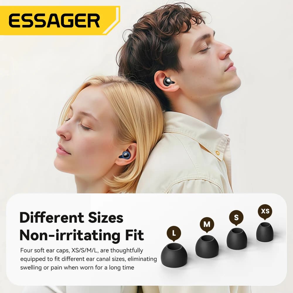 ESSAGER Bouchons d'oreille antibruit pour dormir Bouchons d'oreilles de sommeil en silicone souple Écouteurs à réduction de bruit pour le sommeil Travail Étude Voyage — 6/9
