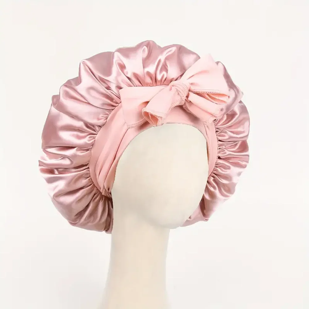 InjBonnet réglable en satin pour hommes et femmes, bonnet pour dormir, cheveux, bande lourde — 7/10